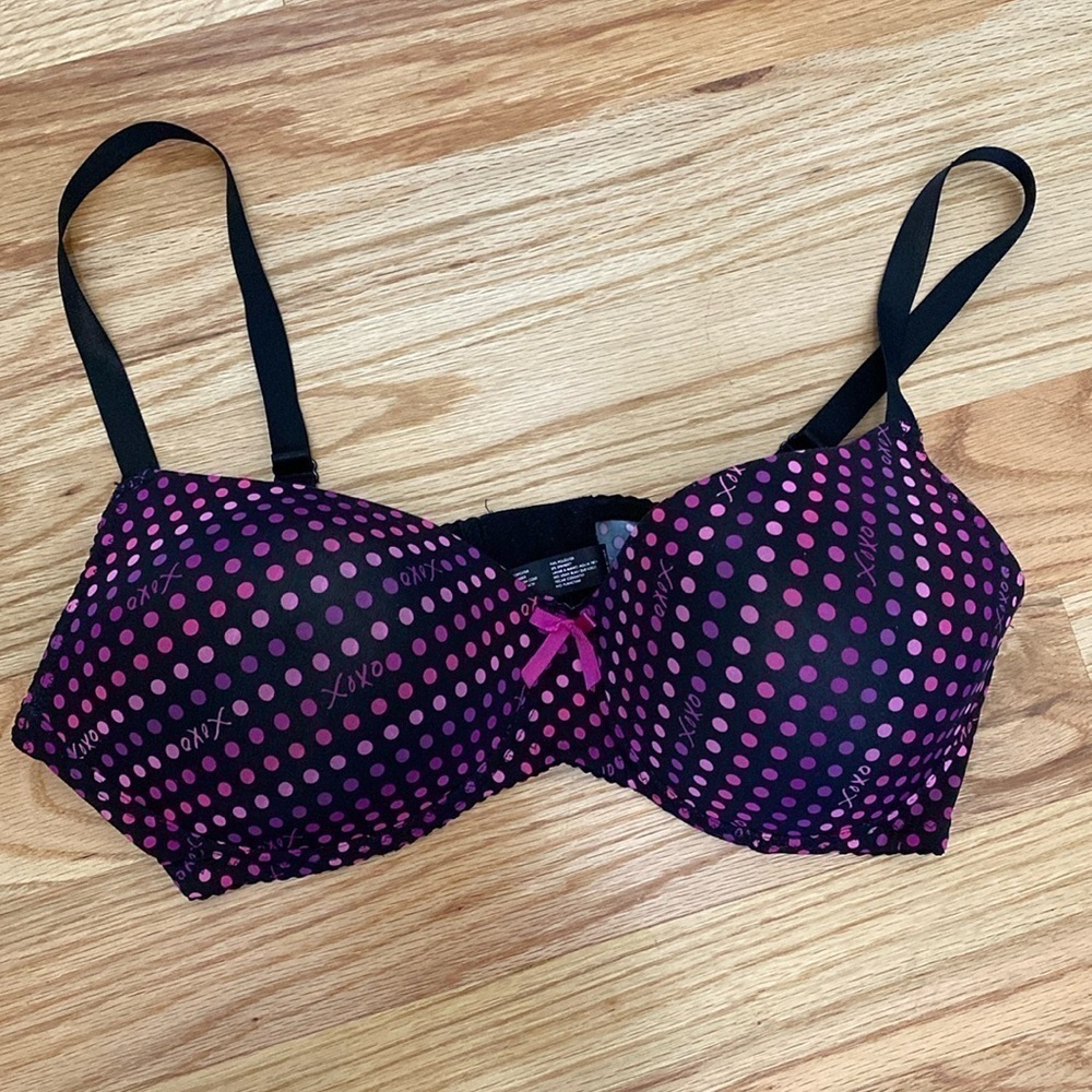 XOXO polka dot Print Bra Women’s 38C padded wire free Bow detail